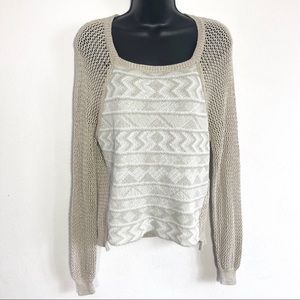 RACHEL Rachel Roy small tan fishnet Aztec sweater
